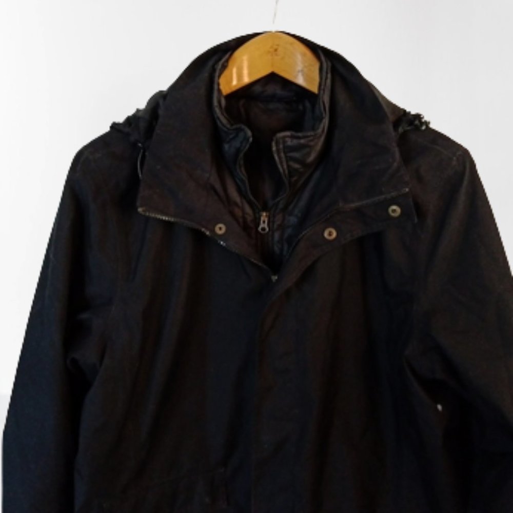 Lands' End Mens 3 in 1 Squall/Wind/Rain Jacket/Puffer Size M 38-40 Black